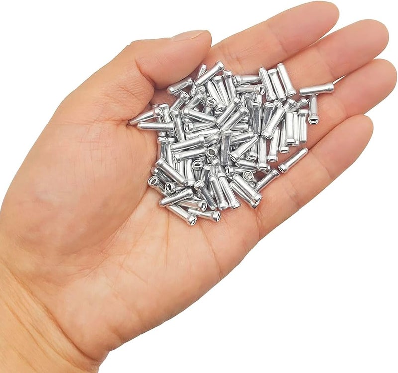 CKANDAY 100 Pcs Bike Cable End Caps, Silver Cable End Crimps, Derailleur Cable Tips, Bike Brake Cable End Tips, Alloy Bicycle Wire End Caps, Brake Tips Shifter for Road Mountain Bicycle - Image 3